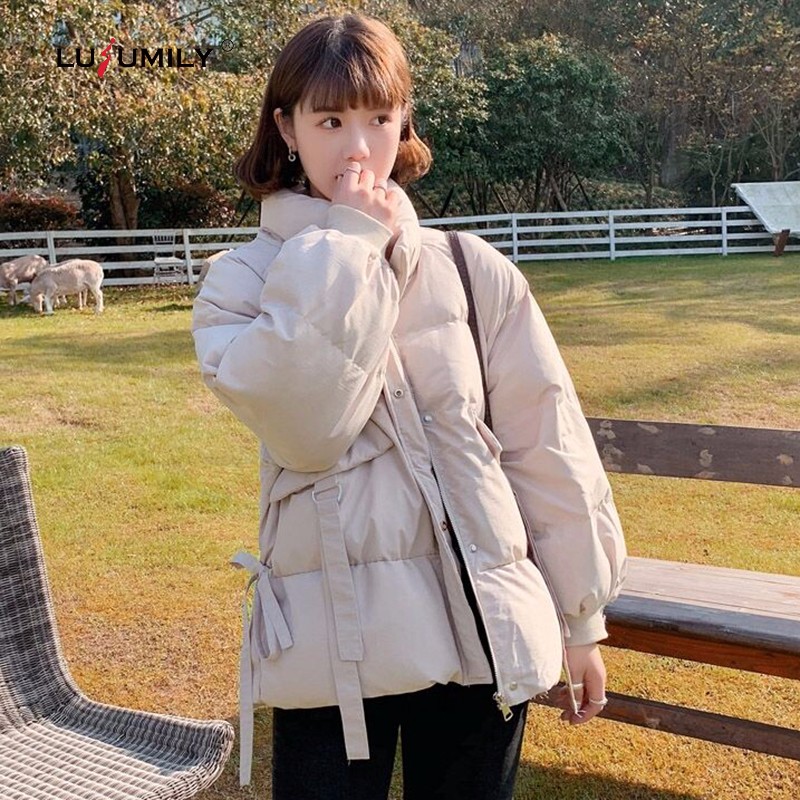 

Lusumily Winter Coat Women Solid Outwear Medium-long Wadded White Snow Parka Thickness Cotton Warm Loose Jacket Outwear 2020, Black