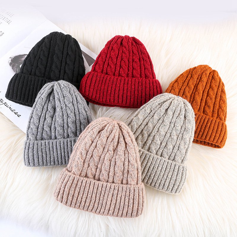

WZCX Solid Color Stripe Keep Warm Women'S Winter Hat Ear Protection Korean Version Autumn Winter Beanie Hat Knitted Cap, 01