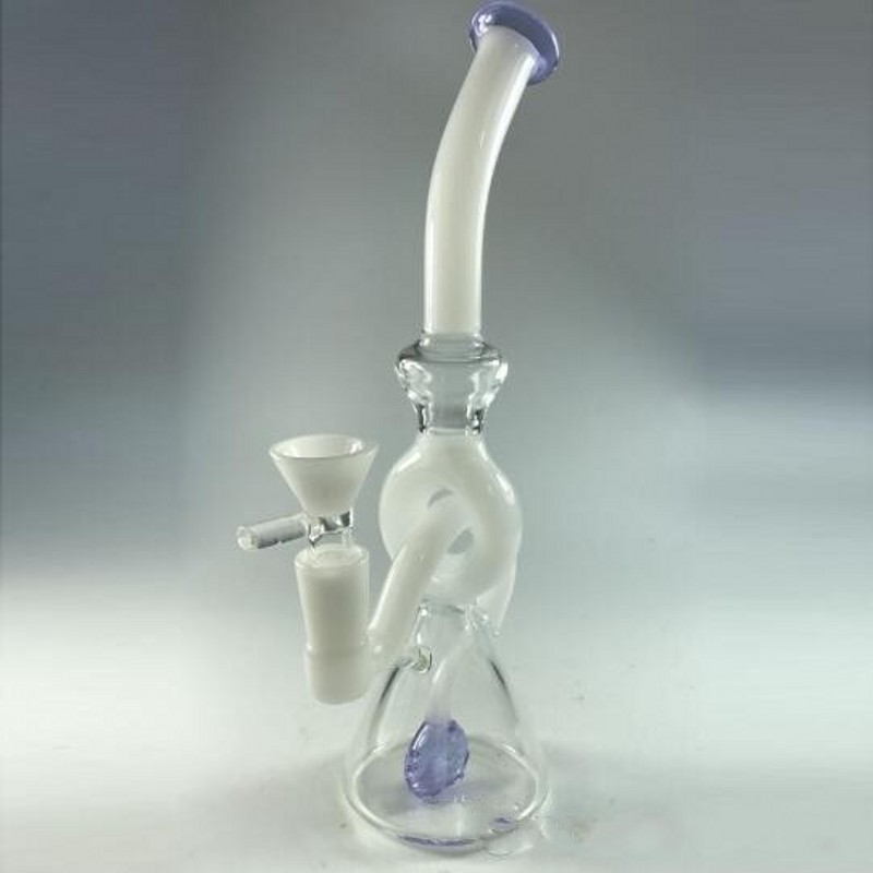

White Jade Glass Bongs 21cm Tall Purple perc Smoking Water Pipes bowl Joint size 14.4mm Cheap Hookahs In Stock pipes