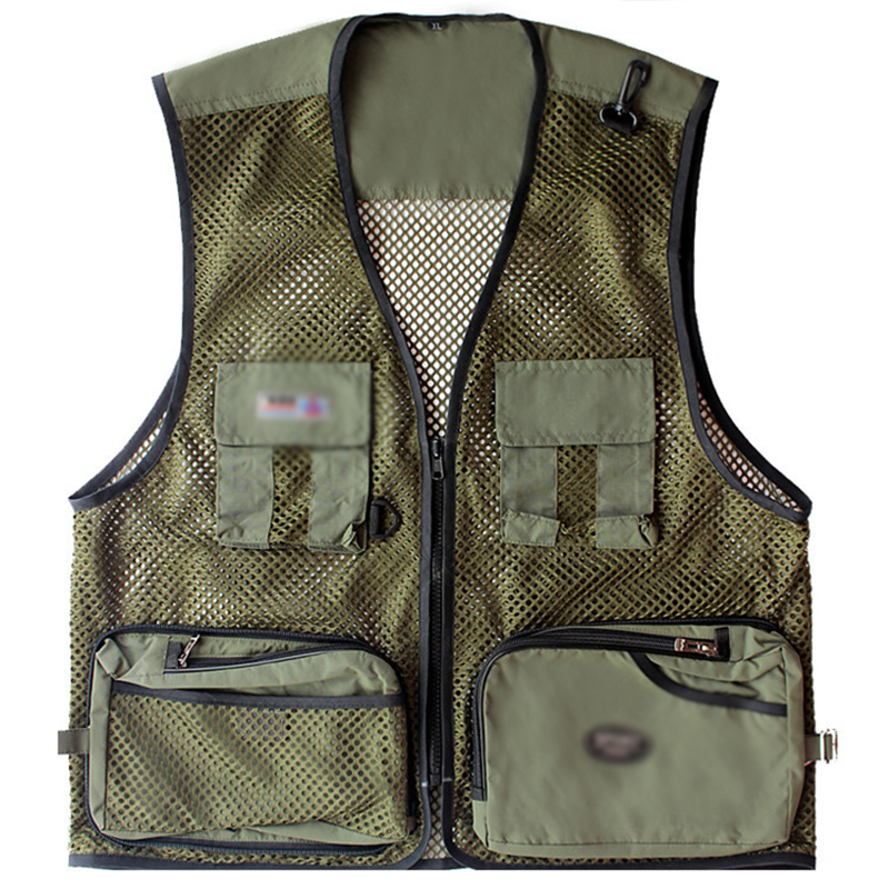

New summer breathable mesh photography vest fishing loose vest outdoor safari style multi-pocket volunteer large size -4XL, Black