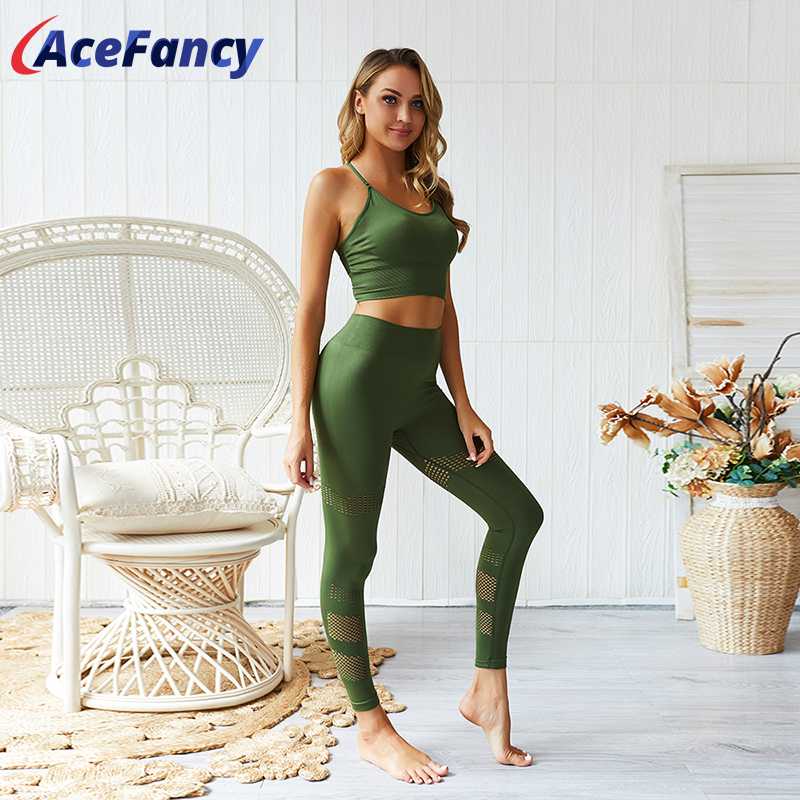 

Yoga Set Women Sexy Yoga Bra Breathable Leggings Seamless Gym Set Women ZC2106 Workout Fitness Sportswear Outfit, Black