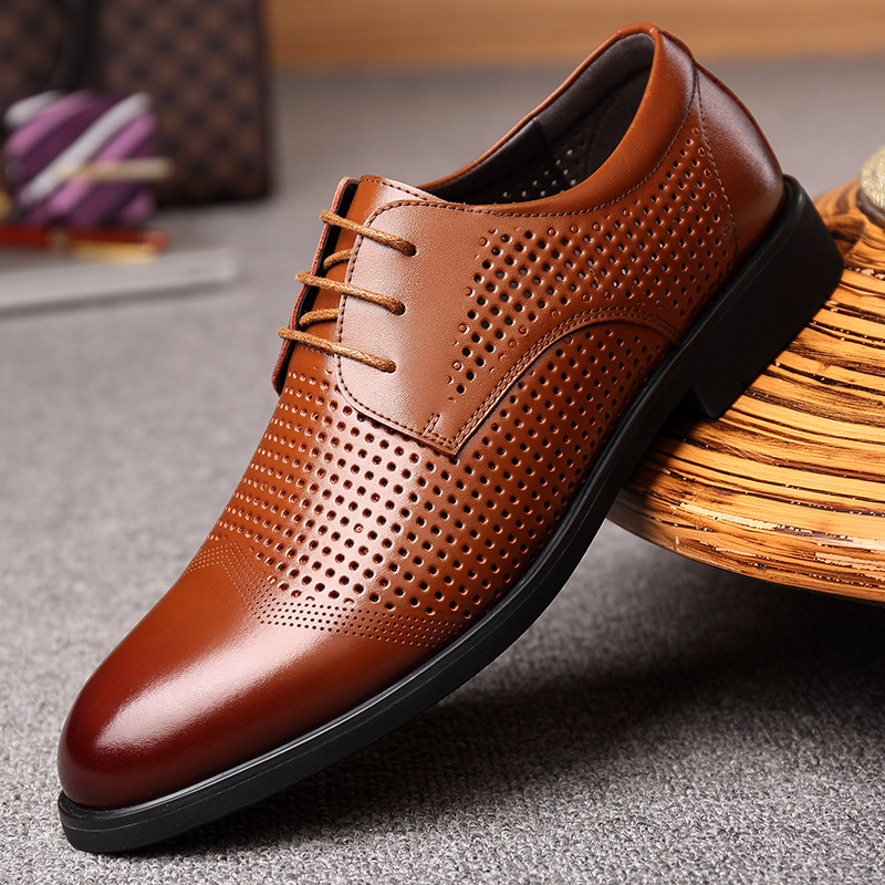 

Men Leather Shoes Oxford Split Leather Men's Dress Shoes Business Flat Breathable Men's Banquet Wedding 3hjm7, Brown
