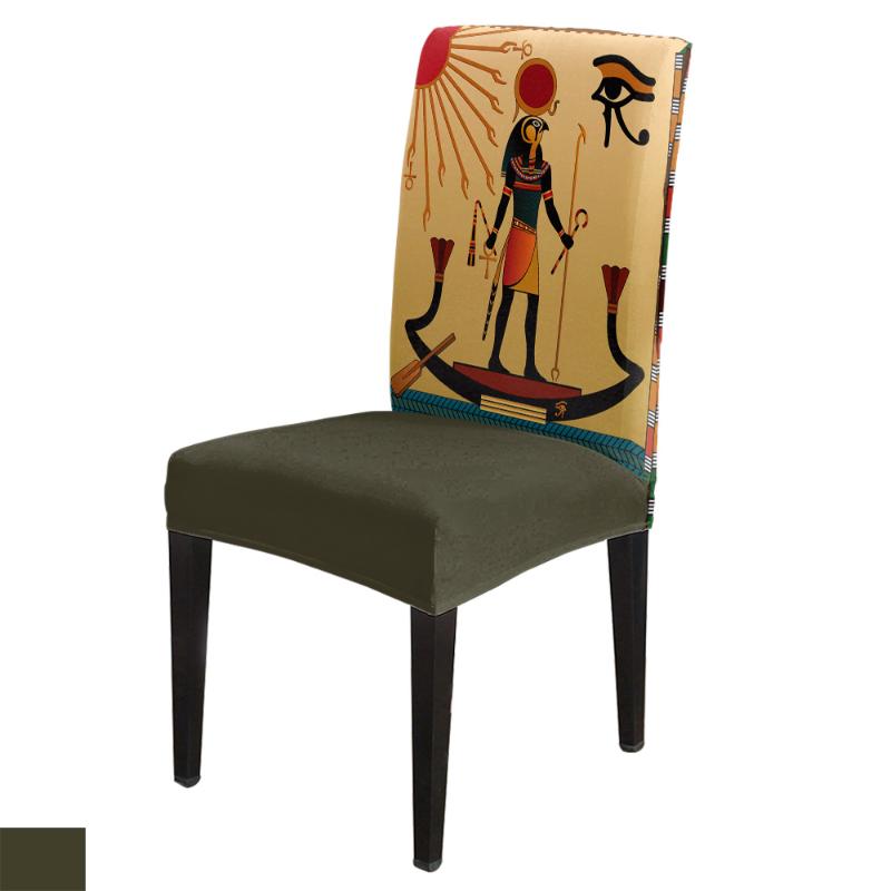 

Ancient Egypt Egyptian Symbol Spandex Elastic Dining Chair Slipcover Removable Kitchen Seat Case Stretch Chair Cover for Banquet