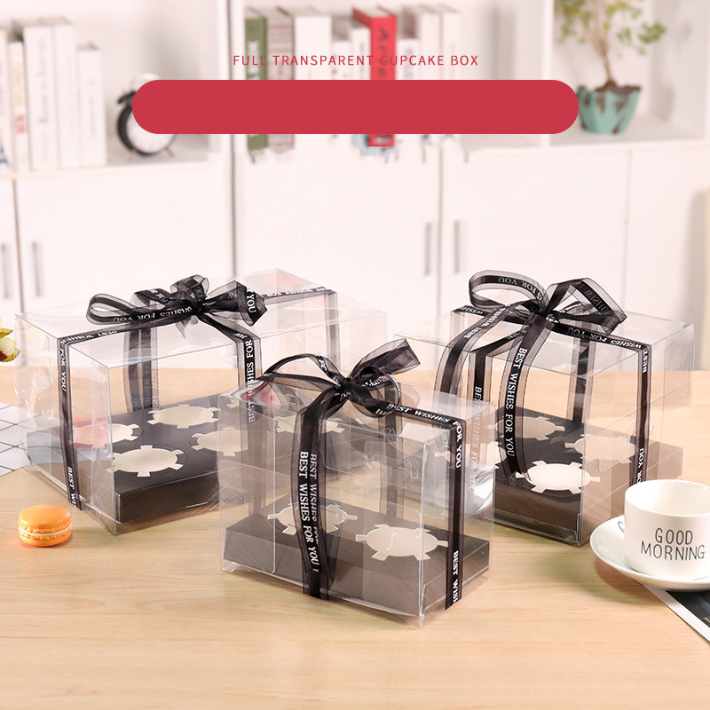 

2020 Cupcake Cake Boxes And Packaging Transparent Square Cake Box Plastic Packaging Boxes Organizers Dessert Baking Contain
