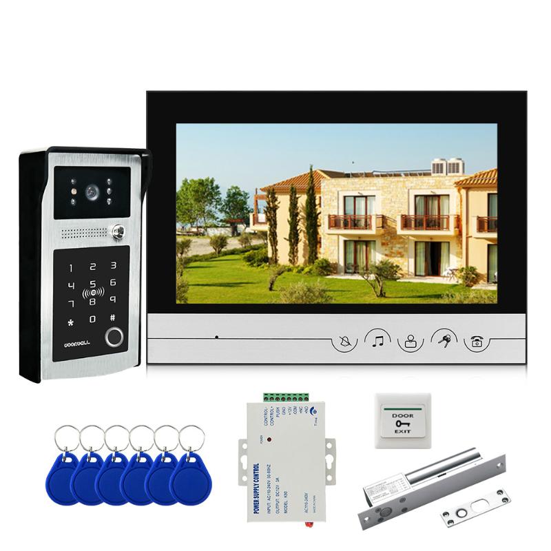 

Wired 9 inch Visual Video Intercom Door Phone System Wide Angle Doorbell Camera Password Unlock rfid Fingerprint Access Control