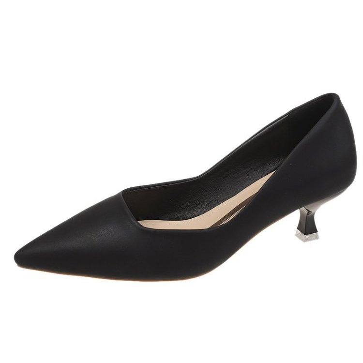 

2020 Pu Leather Elegant Women High Heels Pumps Fashion Spring Autumn Kitten Heels Woman Slip on Shallow Ladies Shoes, Yellow