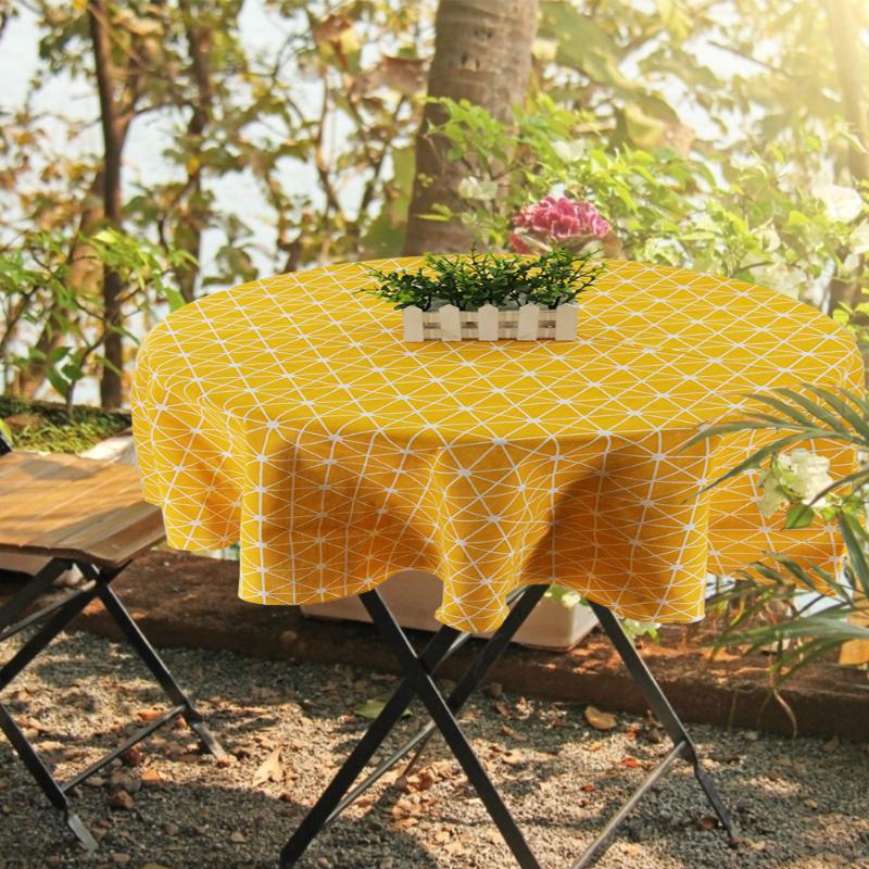 

Linen Printing Tablecloth Round Table Cloth 1 Pcs Table Cover Nordic Polyester Cotton Home Kitchen Decoration 150cm
