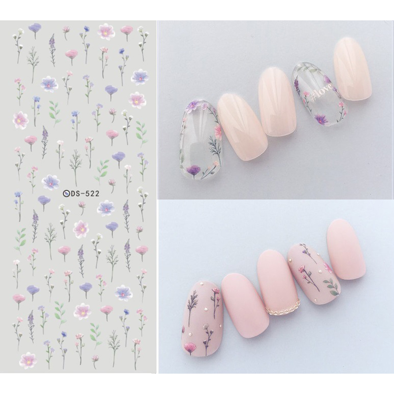 

1 Sheet Nail Stickers Flower Series Watermark Nail Art Stickers Decals Trendy Decoration, 4c