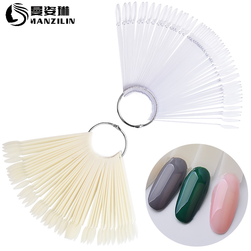 

Manicure Swatches Fan-shaped round-Toe Coloured Drawing Nail Swatches Manicure Show 50 Piece, Fan shaped natural color round toe