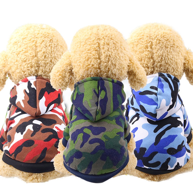 

Winter Warm Pet Dog Clothes Hoodie Small Dog Sweaters Coats Camo Pattern Cotton Puppy Clothing Outfit for Chihuahua Pet Supplies, Red
