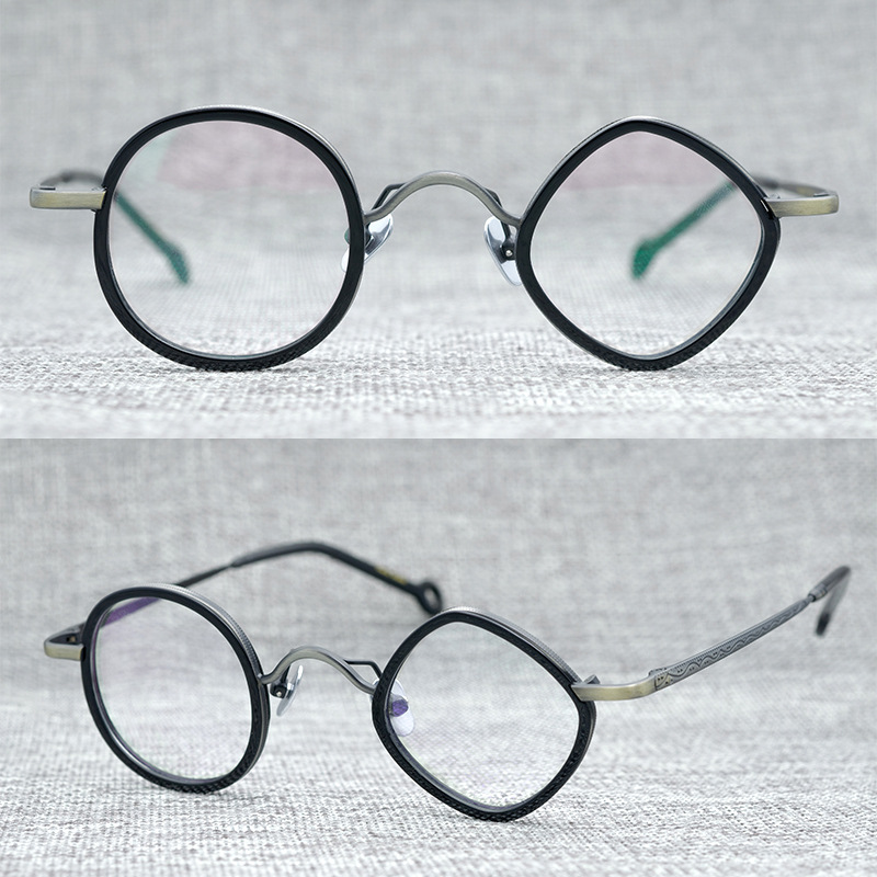 

Zerosun Vintage Eyeglasses Frames Male Japanese-style Glasses Men Round-square Antique Irregular Spectacles for Optical Myopia