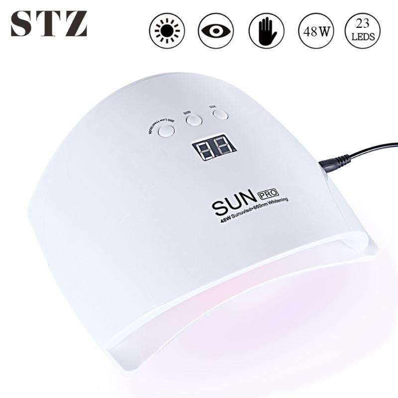 

STZ 48W UV LED Lamp All Type Gel Polish Curing Lamp for Manicure EU/US/UK/AU Plug Nail Dryer With LCD Display Nail Tools SUN PRO, Eu plug