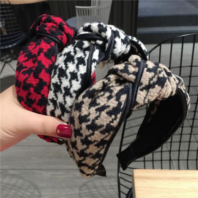 

Haimeikang Plaid Wide-brimmed Bezel Headband New Top knotting Bow Head Band Fashion Fabric Hairpin ladies Hair Accessories