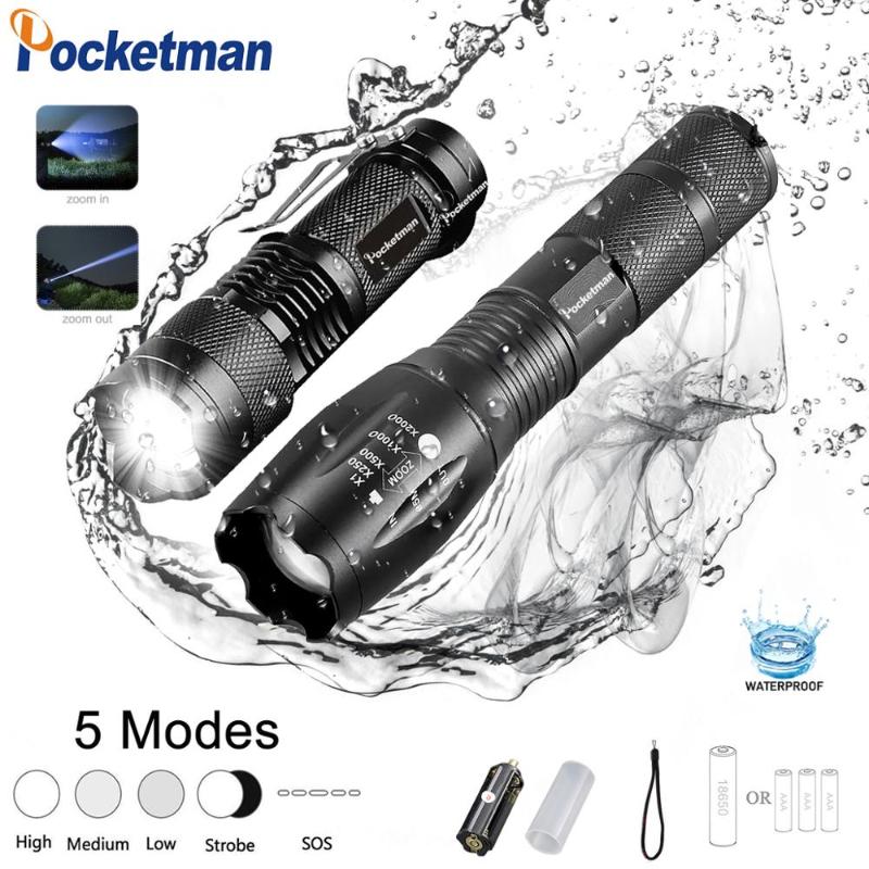 

4000LM + 6000LM Ultra Bright Powerful LED Tactical Q5 LED T6 Zoomable Linternas Torch Light