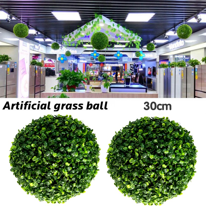 

2Pcs 30cm Artificial Grass Topiary Balls Out/Indoor Hanging Ball for Wedding Party Diy Hotel Home Yard Garden Decoration, Green