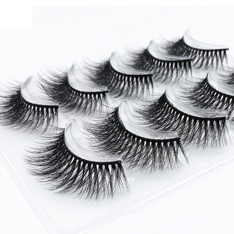 

5 Pairs 3D Charming False Eyelashes Wispies Cross Thick Natural Mink Eyelash Extension Handmade Cruelty-free Lashes Makeup