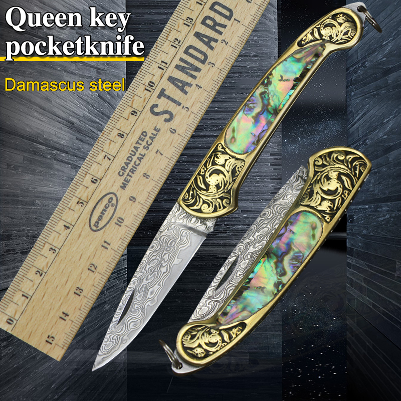 Damascus Steel Knife Blade Folding Knife Camping Fighting Pocket Knives Hunting Survival EDC Tools Outdoor Tools Tactical Knives-image-571723281