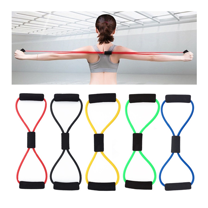 

TPE Yoga Gum Fitness Resistance 8 Word Chest Expander Rope Workout Muscle Fitness Rubber Elastic Bands For Sports Exercise