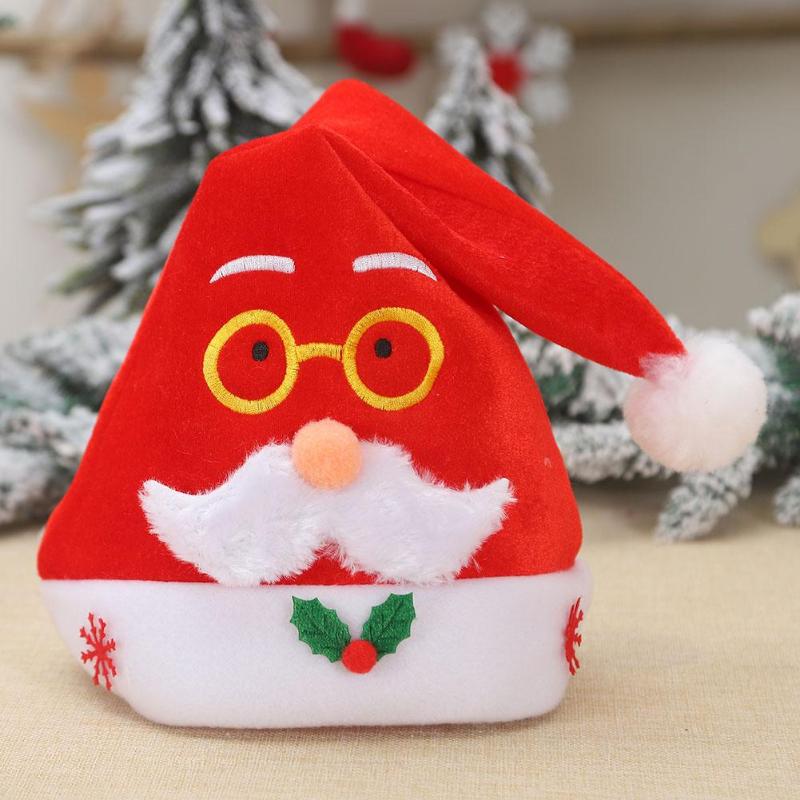 

Cute Santa Claus Antlers Xmas Hat Winter Children Adult Brushed Cloth Christmas Cap New Year Props Dressing Accessories