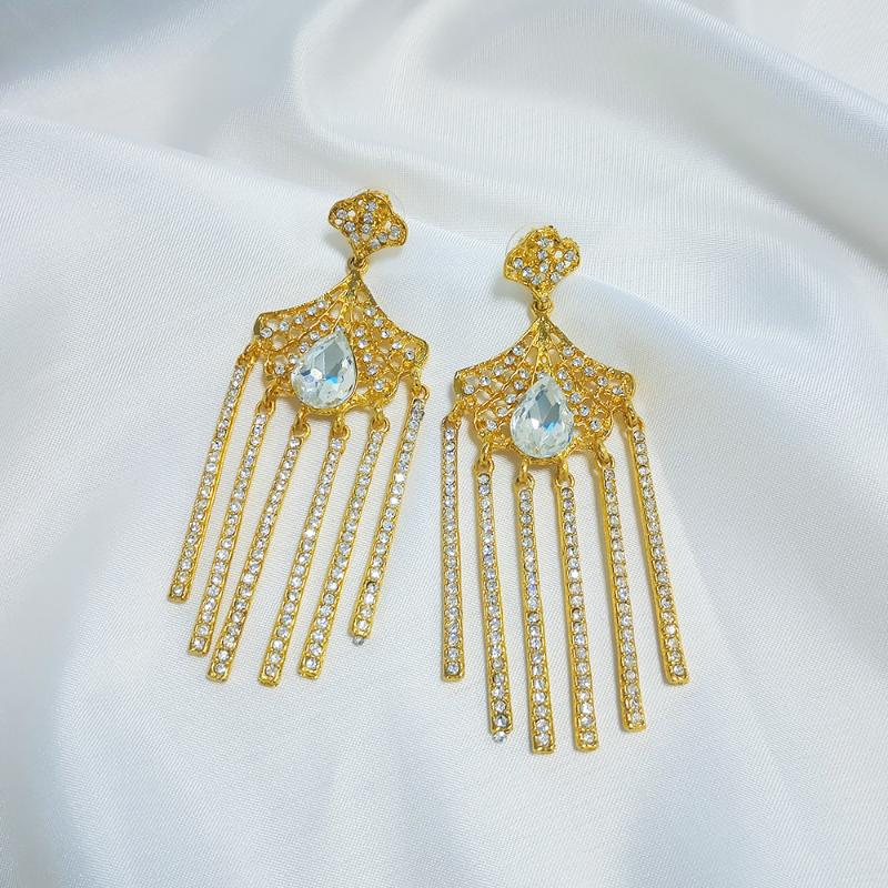 

Long Tassel Earrings Drop Earrings with Big Crystal Shining Party Jewelry for Women for Women Young Lady Gift