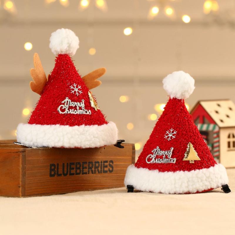 

Christmas Hat Hair Accessories No Shiny Hair Clips for Women Winter Ties Girls Hairpins Red Scrunchies Kids Girls Gift