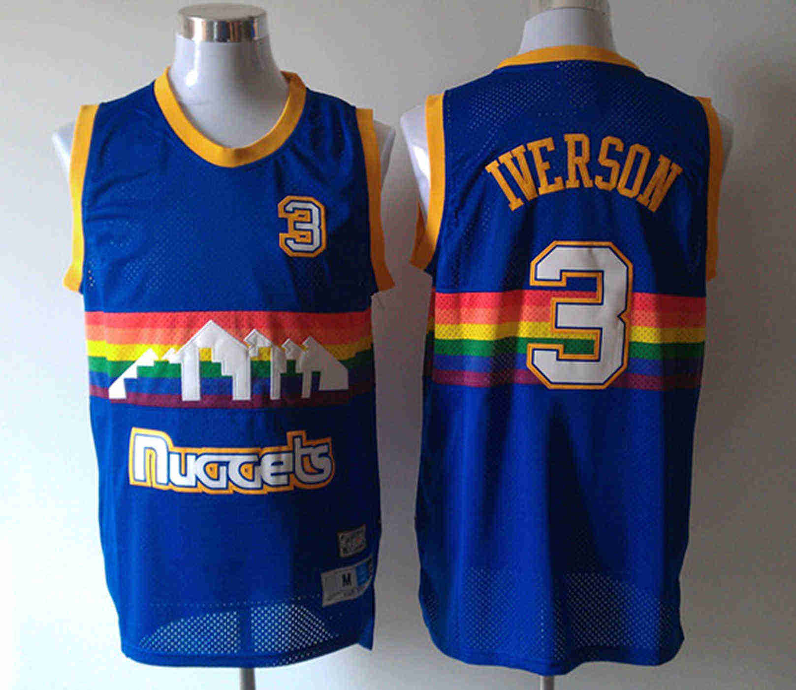 

Allen 3 Iverson Men Swingman Basketball Jersey Blue