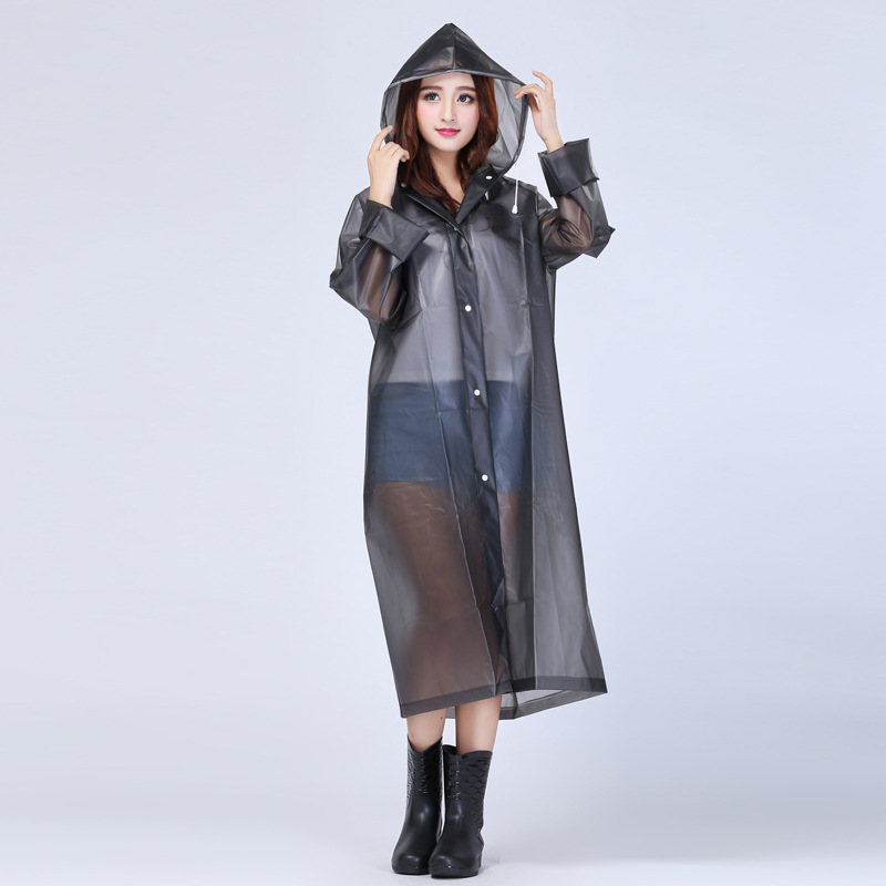 

New 2020 Cheap Sale Women Long Jacket Semi Transparent Waterproof Hooded Rain Coat EVA Friendly EVA Transparent Raincoat Women