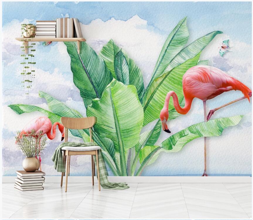 

3d wallpaper custom photo mural Modern tropical plant flamingo butterfly home decor living room 3d wall murals wallpaper for walls 3 d, Non-woven wallpaper