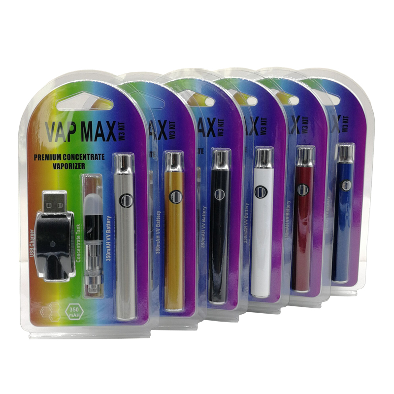 

Vap Max W3 Kit 350mAh Vertex Preheat Battery VV Variable Voltage 510 Preheating Vape 0.5ml 1ml Cartridge Fit Vaporizer Pen DHL, Silver