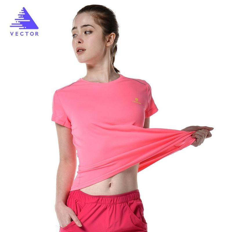 

VECTOR Quick Dry Running T-Shirts Women Breathable Summer Short Sleeve Outdoor T-Shirt Coolmax Sports Running Sportswear 10015, Pink