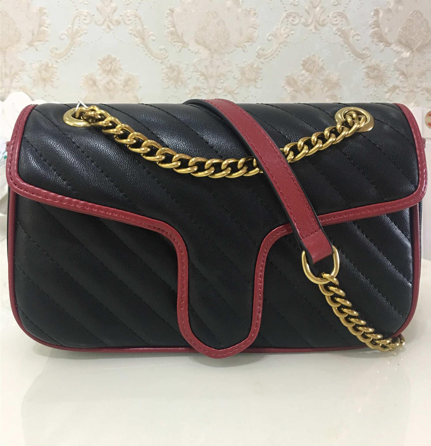 

New Style Women Shoulder Bags Small Gold Chain Cross body Bag Pu Leather Handbags Purse Female Messenger Tote Bag Wallet 22cm*5cm*14cm, Red