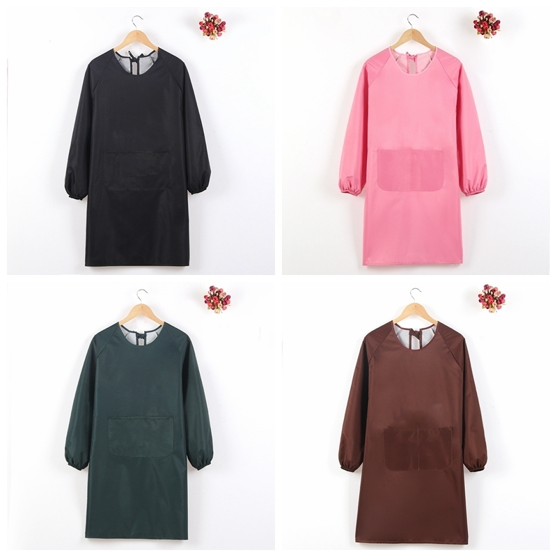 

Wholesale Women Home Letter Print Aprons Long Sleeve Cooking Baking Aprons Waterproof Breathable Restaurant Kitchen Apron Delantal