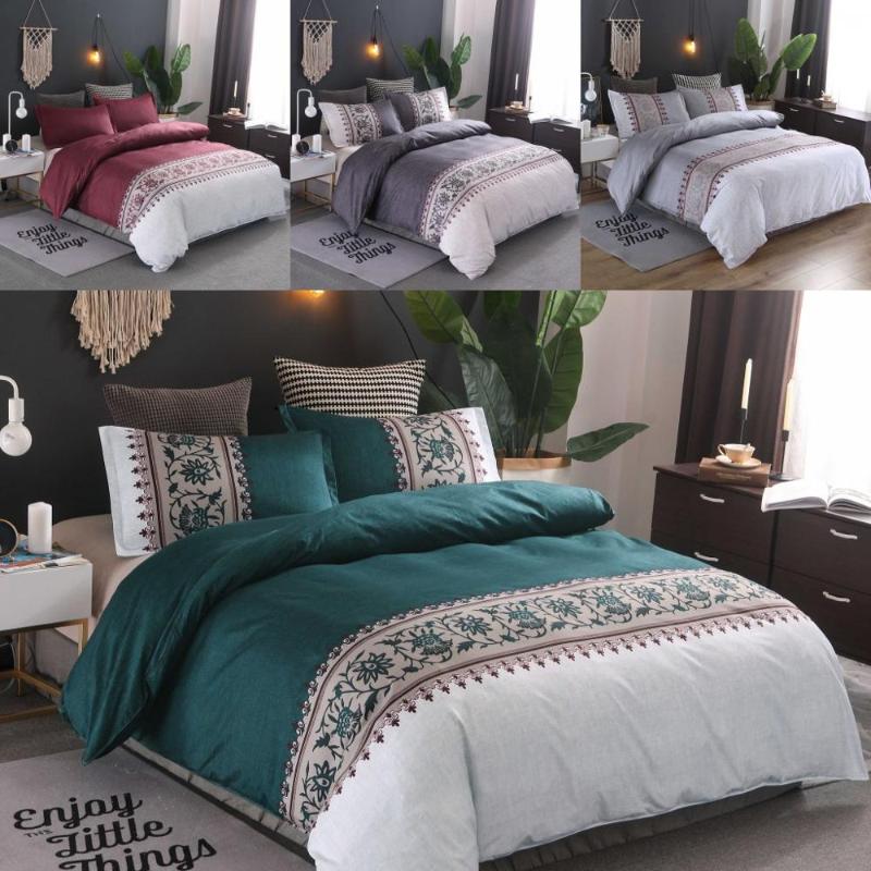 

Floral Bedding Sets Simple Flower Pattern Reactive Printing Queen King Size Duvet Cover Set Pillowcases jogo de cama queen T313