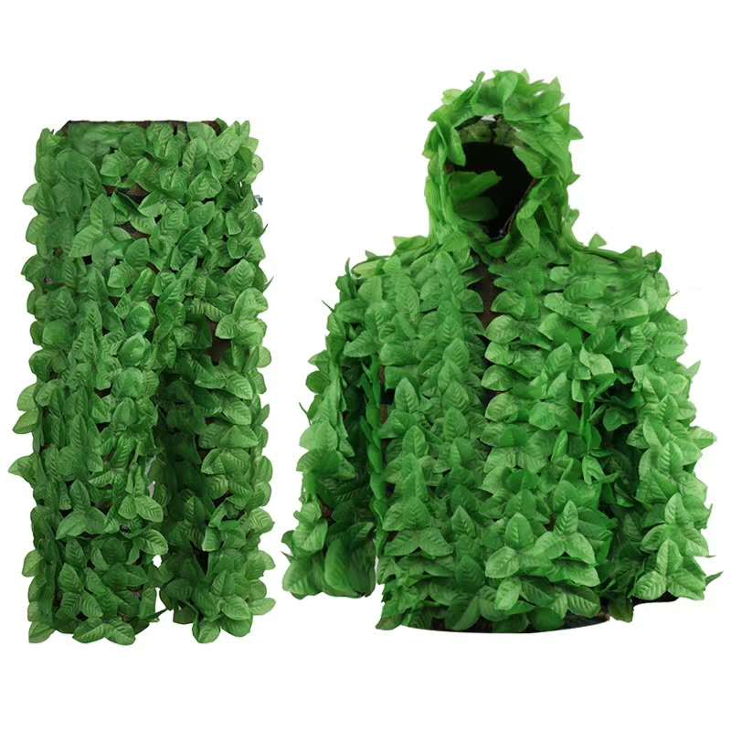 

Outdoor Hunting Bird Green Leaves Camouflage Suit Hunting Ghillie Suit Woodland Camouflage Camo Sniper Army Uniform, Flower green color