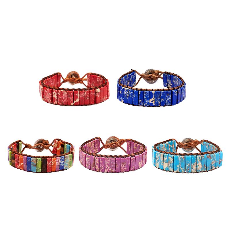 

Gothic Braided Bracelet Natural Stone Bangle Wristband Handmade Men Women