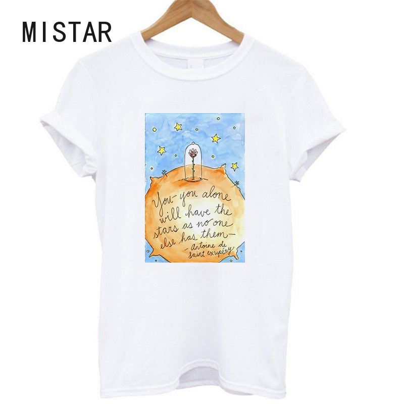 

Little Prince Women T Shirts New Summer Funny Cute Cartoon T-Shirt Women Short Sleeve Printed Casual White Tops Hipster Tee