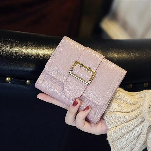 

Factory wholesale women handbag foldings leather short wallet multifunctional folding leathers long wallets fashion belt buckle student bag, Red(boutique box)