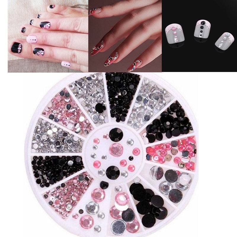 

Nail acrylic three-color mixed drill box 6 cm small turntable nail jewelry