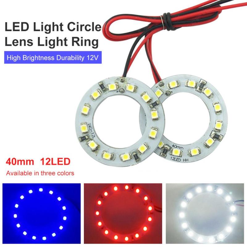 

LED Light Circle Lens Light Ring 3W 40mm LED Angel Eye Aperture 3528 Ambient White Red BlueHigh Brightness Durability 12V, As pic