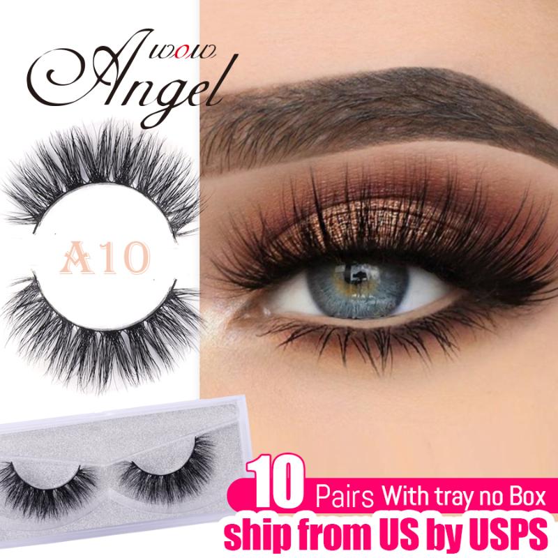 

WOWANGEL 10 Pairs Wholesale Mink Lashes Bulk No Box Natural/Thick Long Hand Made Cruelty Free False Eyelashes Extension Makeup