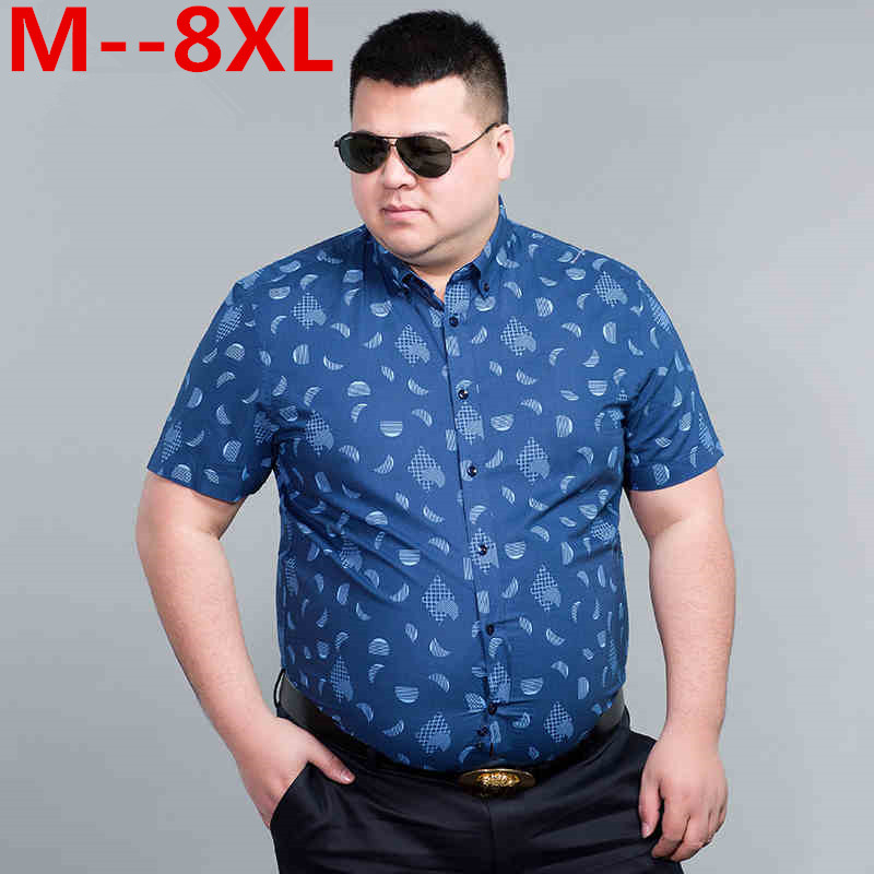 

10XL 8XL 6XL 5XL  Men Shirt Short Sleeve Fashion Floral Printing Male Shirts Brand Clothing Casual shirt Man camisa masculina