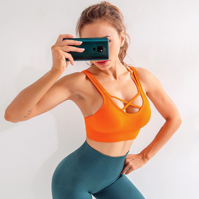 

Seamless Women Sports Bra Push Up Sport Top Fitness Shockproof Running Yoga Bra Women Gym Workout Beatuy Back Sport Vest, Black