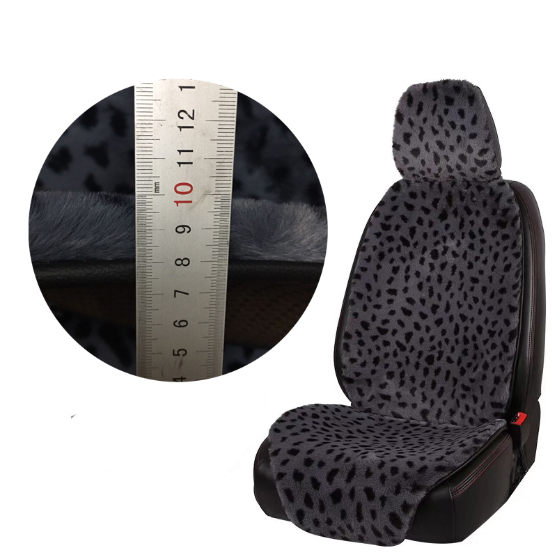 

Universal Plush Car Seat Cover Leopard Warm Faux Auto Front Car Interior Protector In Winter
