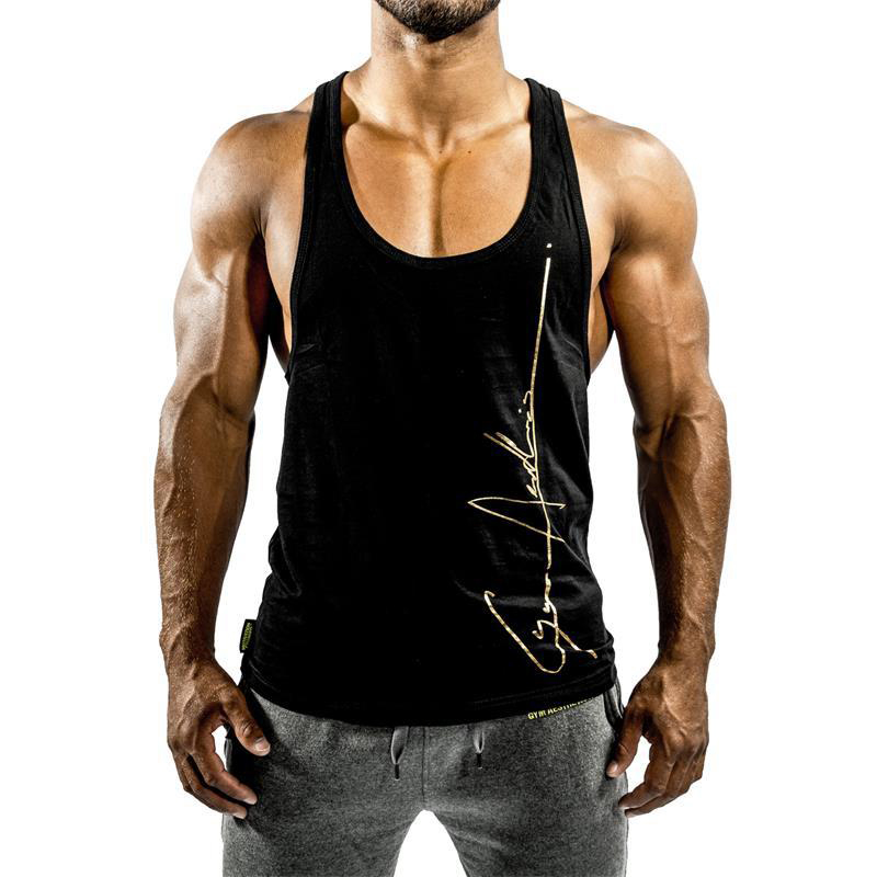 

2020 NEW Summer GYM Vest Sport Tank Tops Men Cotton Running Vest Sleeveless Sport Fitness Top Bodybuilding men Tank Tops MX200815, White;black