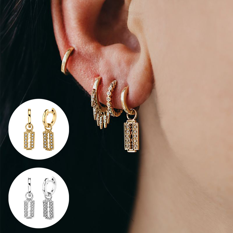 

Boako S925 Sterling Silver Luxury Jewelry Bling Zircon Piercing Pendientes Long Earring Hoop Earrings For Woman lovers' Birthday