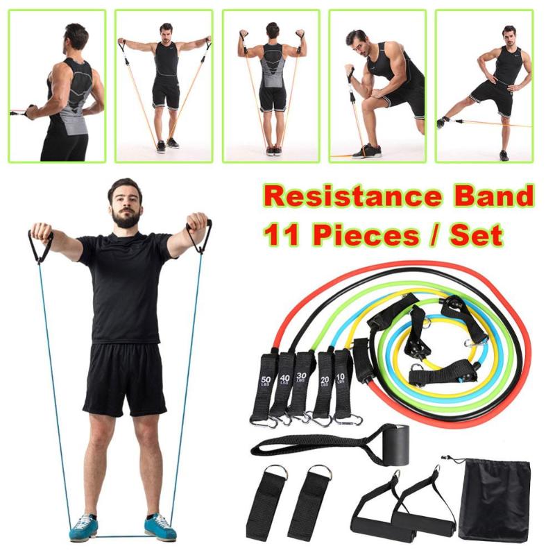 

150lbs Elastic Resistance Bands Powerful Upgrade Pull Rope Fitness 11-Piece 150-Pound Rally Device Men's Muscle Training