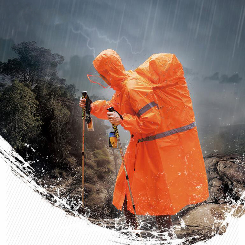 

Unisex Reflective Outdoor Backpack Raincoat Rain Cover One-piece Rain Poncho Cape Jacket For Hiking Camping Cycling, Camouflage