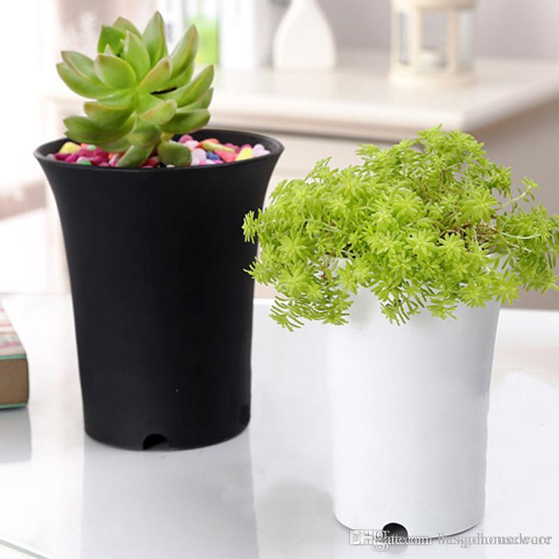 

Plastic Round Succulents Pots Flowers Cultivate Bottom Breathable Flower Pot Flower Planter Home Succulents Breed Garden Pots BH2362 TQQ