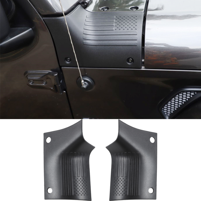 

ABS Black Car Cowl Body Armor Cowl Covers For Jeep Wrangler JL JT 2018+ Car Exterior Accessories (American flag)