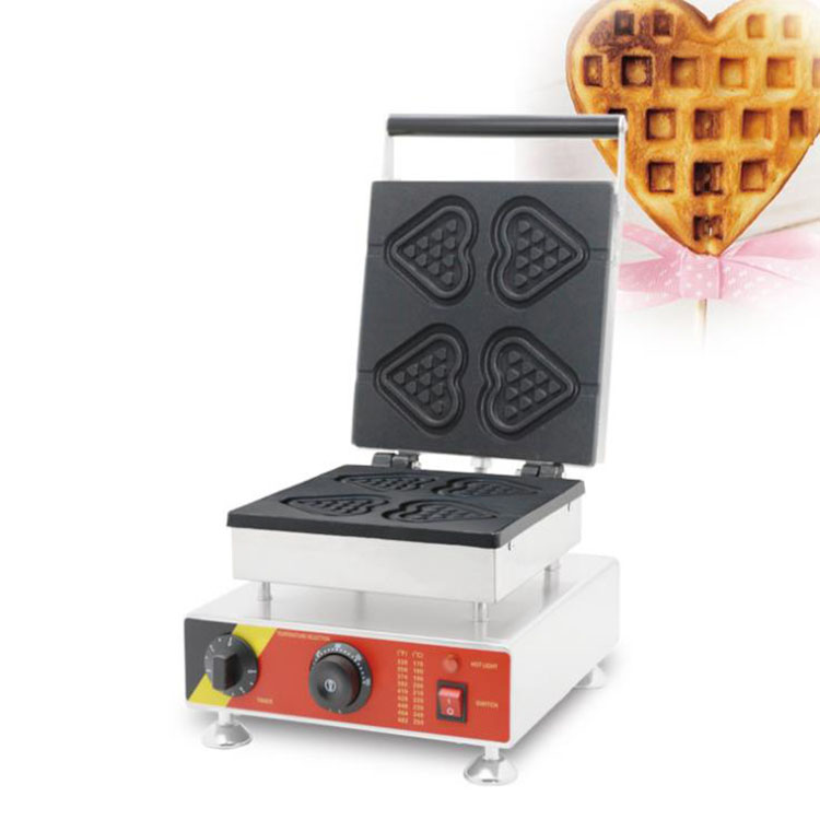 

Commercial Durable Snack Equipments Household Stainless Steel Non-stick Heart Shape Waffle Maker